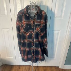 Vintage Royal Choice Unisex Adults Plaid Flannel Shirt L Red Long Sleeve